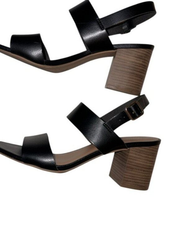 Old Navy Faux-Leather Slingback Block Heel Sandals Color Black Jack Size 9 - Picture 1 of 9
